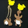 Dangle Earrings Night Club Hip Hop Jewelry Fashion Asymmetric Acrylic Fruit Banana Monkey Drop