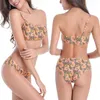 Women's Swimwear Summer Beach Vacation Swimming Sexy Swimsuit Hip Beauty Chest Gathered Single Shoulder Print Surf Suit