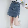 تنورات تنورات DENIM للتنورة للفتيات High Weist Aline Skirt خارج ارتداء الأطفال في سن المراهقة تقسيم Cowboy التنانير 4 6 8 10 12 14 230508