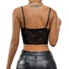 Camisoles Tanks Xingqing Sexy Women Bodycon Crop Tops Black Lace Hem Plissé Cropped Tank Voir à travers les vêtements pour l'été Clubwear 230508