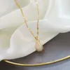 Anhänger Halsketten Mode Opal Tulpe Titan Stahl Halskette 2023 Korean Einfache Metall Zirkon Exquisite Choker Frauen Schmuck Geschenk