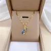Colares pendentes azuis mamãe mãe de aço inoxidável colar de corrente para mulheres Presente de luxo para mulheres colares de jóias para designers para