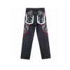 Jeans pour hommes Design Original pour hommes pleine longueur Baggy homme Denim Hip Hop Skateboard broderie pantalon de rue haute