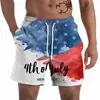 Shorts pour hommes Shorts décontractés Pantalon court de plage graphique pour hommes Shorts décontractés 3d Fourth Of July Flag Pattern Independence Day Shorts Streetwear Y23