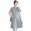 Umstandskleider 19503 # Kleid Sommer Kurzarm Korean Style Loose A Line T-Shirt Schwangere Frauen Plus Size Mom