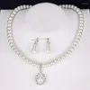 Catene Un Set Moda Gioielli Da Sposa In Lega Galvanotecnica Strass Collana Di Perle A Forma Di Goccia Orecchini Di 2