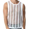 Hommes débardeurs hommes sans manches sous-vêtements Sexy maille pure creux gilet voir à travers résille t-shirt Muscle Tee Singlet 230506