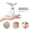 Face Massager HSKOU nek en gezicht schoonheidsuitrusting 3-kleuren LED PON-therapie voor Skin Tightness Reduction of Double Jawls Anti Wrinkle Removal Skin Care Tool 230506