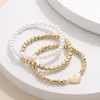 Strand Bohemian 3pcs/مجموعة سوار لؤلؤة مطرز Hanmade Gold Gold Color Heart String للنساء الفتيات 2023 Trend Boho Jewelry