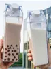 500/1000 ml Transparent mjölkvattenflaska Drinkware Shaker Sport Square Milk Water Juice Coffee Bottle Trip Drinking Water Cup