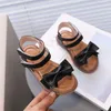 Sandaler Little Children Sandaler Ankle Strap Black White Girl's Sliders Toddler Leather Flexable Summer Kids Flat Shoes