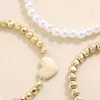 Strand Bohemian 3pcs / set Braccialetto di perline di perle Hanmade Tessuto a mano color oro con cordino per le donne Ragazze 2023 Trend Boho Jewelry