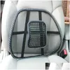 Seat Cushions Chair Back Support Mas Cushion Mesh Relief Lumbar Brace Car Truck Office Home Drop Delivery Mobiles Motorcycles Interi Dhmz0