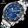 腕時計2023 Benyar Men Quartz Wristwatchステンレススチールラグジュアリークロノグラフスポーツファッションの防水時計リロジ