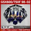 Corpo per Suzuki GSXF750 GSXF600 Katana GSXF 600 750 CC 600cc 750cc 1998 1998 1999 2000 2001 2002 169No.70 GSX750F GSXF-600 GSXF-750 GSX600F 98 99 00 01 02 Failing Silverying Blue