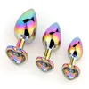 Anaal speelgoed gekleurde metaal anale plug regenboog glas diamant hartvormige basis sexy anale plug sm anale plug mannelijke en vrouwelijke volwassen seksspeelgoed 230508