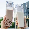 新しい牛乳カートンウォーターボトル透明プラスチックポータブルジュースティーボトル用の透明箱1PC 500ml/1000ml