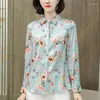 Blusas de mujer Camisas de seda auténtica Mujer Satén Elegante Cuello vuelto Manga larga Blusa de moda Tops Ropa de mujer Camisa informal