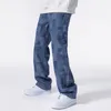 Heren jeans 2023 aankomsten Spring streetwear mannen baggy retro trend mode jacquard wide been denim hiphop vracht jean broek