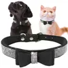 Dog Collars Bling Rhinestone Leather & Cat Collar Sparkly Crystal Diamonds Studded For Small Medium Large Dogs A4K9