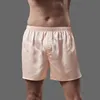 Underpants 2pcs lote de gelo masculino boxer de seda respirável shorts de cetim masculino boxeadores de roupas íntimas homens longas calcinha homens homens de seda shorts soltos 230508