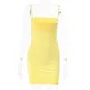 Casual Dresses Yellow Mini Dress Sleeveless Skims Dress Girls Sexy Dress Y2K Clothes Solid Bodycon Short Dresses Streetwear Brown Dress Z0506