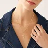 Naszyjniki wiszące CZ Faith Cross Naszyjnik dla kobiet chrześcijański religia biżuteria