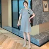 Maternity Dresses 19503# Dress Summer Short Sleeves Korean Style Loose A Line T-Shirt Pregnant Women Plus Size Mom