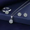 Pyz7 Zo3o Collane con ciondolo 2022 Solitario Moissanite Set di gioielli in argento sterling 925 Anelli di nozze per feste Orecchini Collana per le donne Set da sposa