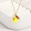 Pendentif Colliers Mignon Petite Tasse Rose Collier De Mode Col Blanc Femmes Bijoux Officiels Chaîne En Acier Inoxydable