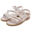 Sandals Girls Sandals Rhinestone Pearl Sandal Summer Shoes Kids Designer Shoes Childrens Sandals Open Toe Soft Shoes Luxury