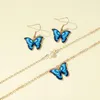 Подвесные ожерелья милые красочные бабочки из нержавеющей стали ожерелье и серьги для женских ювелирных украшений моды