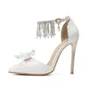 Sandales femmes cristal fleur talons hauts mariée chaussures de mariage demoiselle d'honneur robe de soirée bride à la cheville pompes minces 11cm