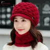 Beanies Beanie/Skull Caps Brand Autumn Winter Women Warm Wool Siamese Bib Hats Female Hair Windproof Velvet Cap WhosedeBeanie/Skull Beanie