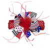 Hair Accessories 8PCS Grosgrain Bow With Clip Of July 4th National Day American Independence Hairband Feather Wholesale