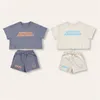 SetsSuits Summer Korea Baby Boys Suit Letter Prints T shirtsShorts Girls 2Pcs Casual Baby Sets Toddler Clothes 230508