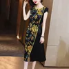 Casual jurken Summer Office Lady Patchwork O-Neck Midi Dress Women kleding Temperament Losse Loose Ladies Floral