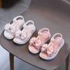 Sandals Summer Girls Sandals Cute Bow Baby Girl Shoes Soft Flat Heels Princess Shoes Fashion Kids Beach Sandals Pink