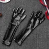 Five Fingers Gloves Sexy Pole Dance Costume Accessories Women Ladies Metallic Latex Long Gloves with Stocking Erotic Cosplay Wetlook Leather Clothes 230506