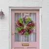 Decorative Flowers Spring Summer Wreath For Front Door Outside Artificial Pink Peony And Hydrangea Flower Farmhouse