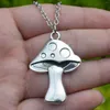 Chains Fashion Simple Antique Silver Mushroom Pendant Necklace