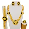 Conjunto de pendientes y collar, anillo de pulsera para fiesta de boda de cuatro piezas chapado en oro de 24 quilates de África CHD21383