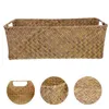 Dinnerware Sets Indoor Bread Container Basket Lid Decorative Storage Handmade Baskets Woven Wicker Makeup Brush Serving Bowl