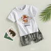 ensembles de vêtements de dessin animé pour bébés garçons été bébé vache imprimé à manches courtes T-shirt dessiner corde shorts vêtements décontractés costume enfant en bas âge tenues décontractées S2199