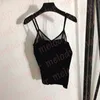 Summer Velvet Vest Sexy Mesh Patckword Tank Letter Jacquard Womens Sling Crop Top