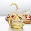 Bouteilles de stockage 2023 Creative Swan Aluminium Condiment Pot Set Assaisonnement Conteneur Alliage Épice Pot En Verre Sel Sucrier Poivre Café