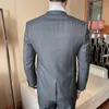 Men's Suits Jacket Pant Design Suit Men Fashion 2023 Business Formal Wear Striped Slim Fit Wedding For 4XL-M
