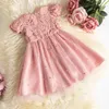 Robes de filles bébé filles robe pour été fleur dentelle robes de soirée de mariage enfants robes pour filles perles tulle princesse robes pour enfants 230506