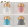 Wall Lamp Nordic Modern Lamps With US/EU Plug Wooden E27 Sconce For Bedroom Living Room Macaroon 6 Color Steering Head Lighting