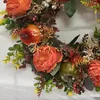 Fleurs décoratives automne porte guirlande noël Halloween Thanksgiving décoration citrouille baie pomme de pin érable artificiel décor à la maison